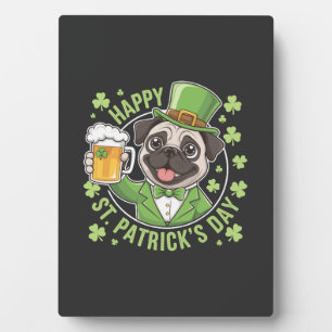 Funny St. Patrick�s Day Pug with Beer Mug Plaque