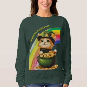 Funny St. Patrick’s Day Sweatshirt Leprechaun Cat