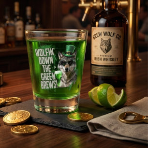 Funny St. Patrick’s Day Wolf Irish Party Favor Shot Glass