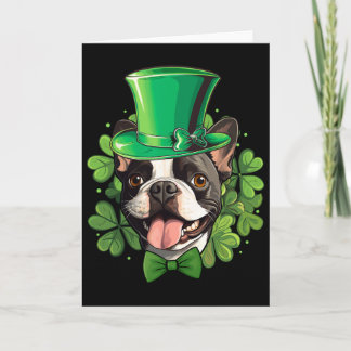 Funny St Patricks Boston Terrier  Card