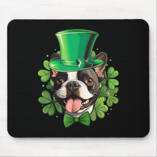 Funny St Patricks Boston Terrier Mouse Pad