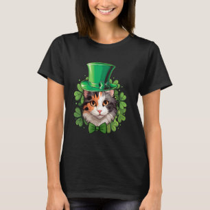 Funny St Patricks Calico Cat T-Shirt