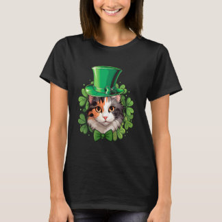 Funny St Patricks Calico Cat T-Shirt