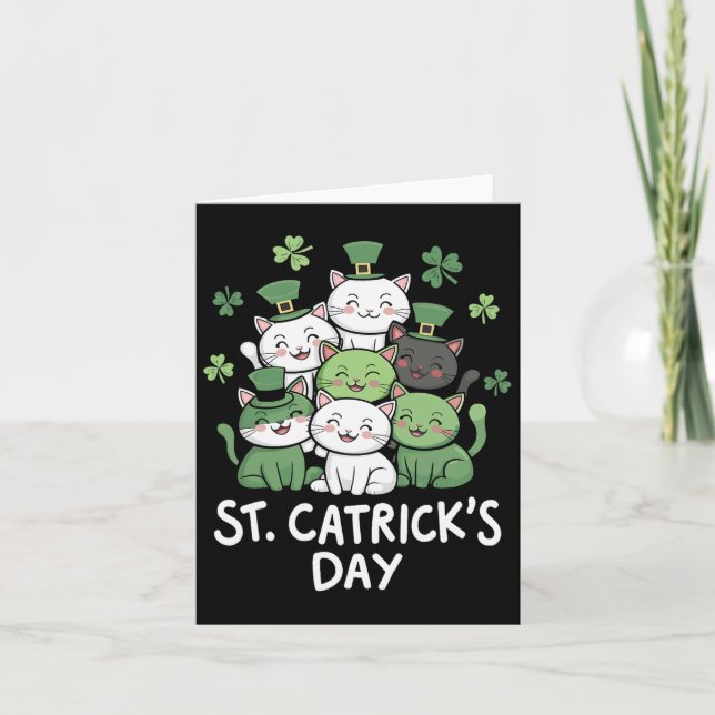 Funny St Patricks Catricks Day Cats St Patricks Da Card (Front)