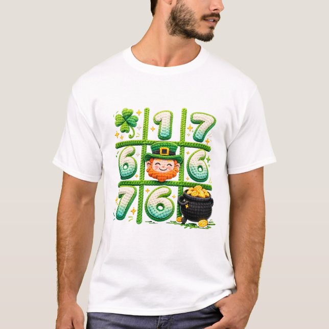 Funny St Patricks Day 6 7 Heart Tic Tac Toe T-Shirt (Front)
