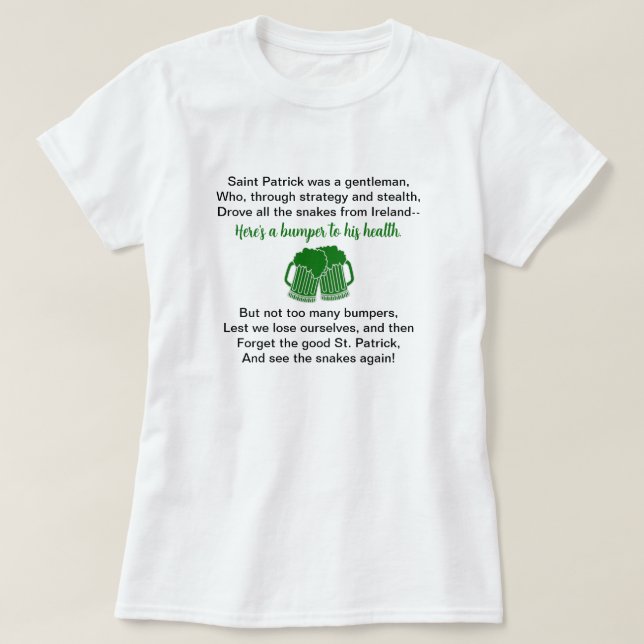 Funny St. Patrick's Day Beer Drinking T-Shirt (Design Front)
