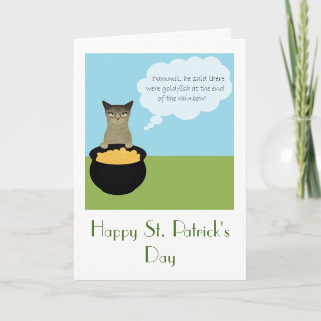 Funny St. Patrick's Day Card with Cat (Front)