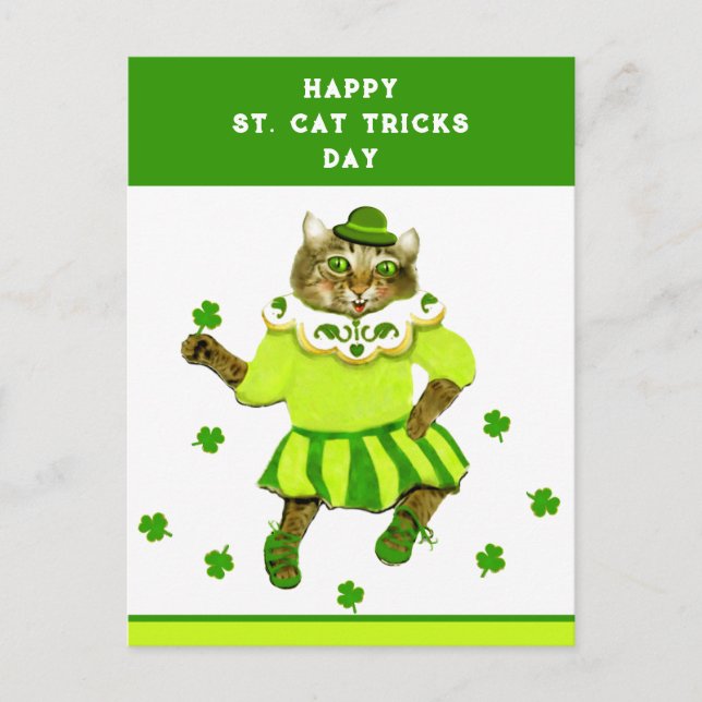 Funny St. Patrick's Day Cat Postcard (Front)