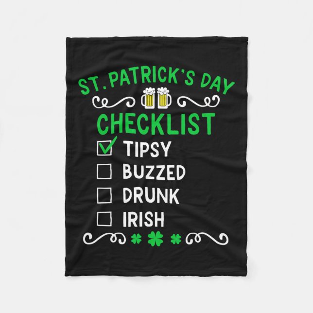 Funny St Patricks Day Checklist  Fleece Blanket (Front)