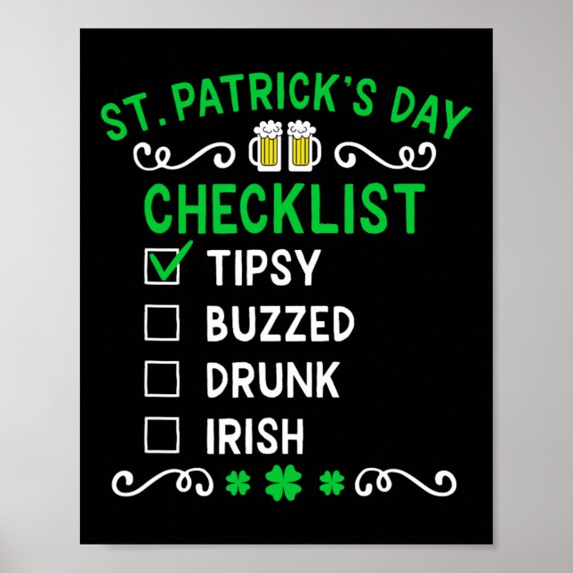 Funny St Patricks Day Checklist  Poster (Front)