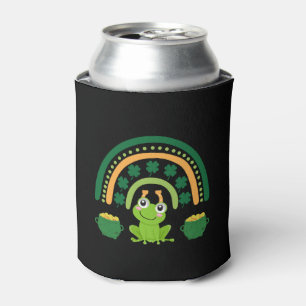 Funny St Patricks Day Cute Frog Can Cooler