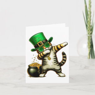 Funny St Patricks Day Dabbing Cat St Paddy Family  Card