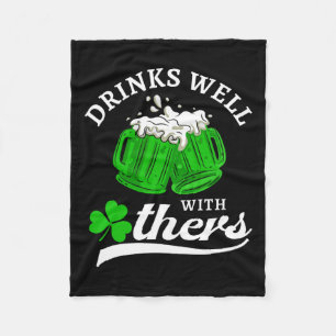 Funny St Patricks Day Drinking Shirt Drinks Well W Fleece Blanket