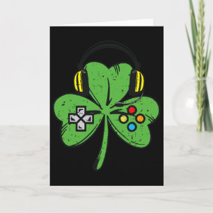 Funny St Patricks Day Gamer Shamrock Video Game Co Card
