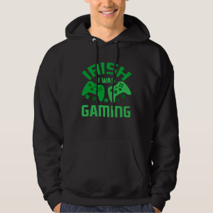 Funny St Patricks Day Gaming Irish I Was Gaming Fo Hoodie