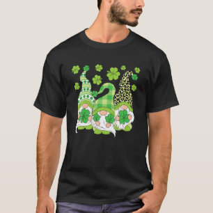 Funny St Patricks Day Gnomes Leopard Print Shamroc T-Shirt
