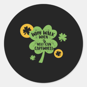 Funny St Patricks Day Gymnastics Gymnast For Girls Classic Round Sticker