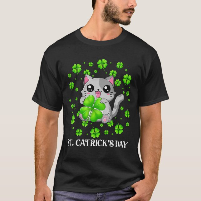 Funny St Patrick's Day Happy St Cat Tricks Day T-Shirt (Front)