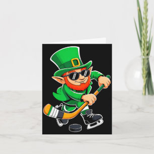 Funny st patricks day hockey player leprechaun men card