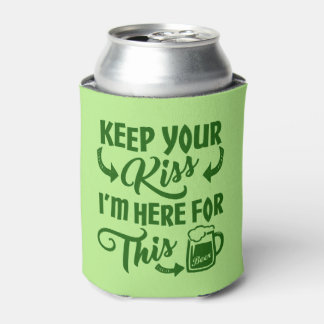 Funny St Patricks Day Kiss Deterrent | Irish Beer Can Cooler