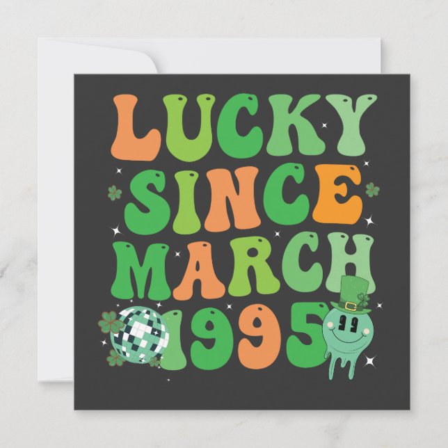 Funny St Patrick's Day Lucky Since March 1995 Invitation (Front)