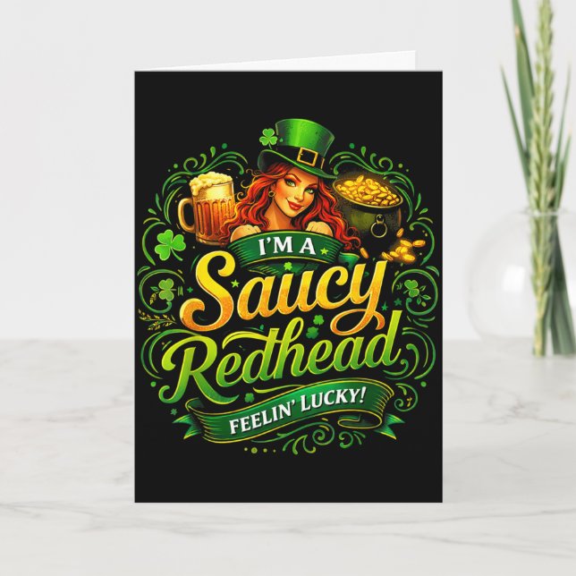 Funny st. patrick's day on the redhead the redhead card (Front)