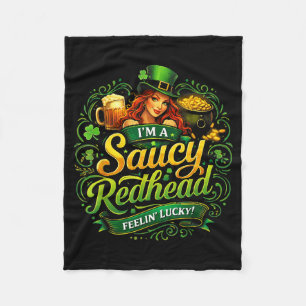 Funny St Patricks Day on The Redhead The Redhead Fleece Blanket