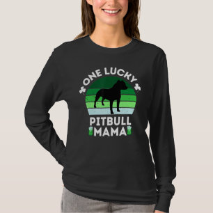 Funny St Patrick's Day One Lucky Pitbull Mama Pitb T-Shirt
