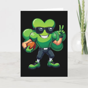 Funny St Patrick's Day Shamrock Playing Soccer Gif Card