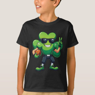 Funny St Patrick's Day Shamrock Playing Soccer Gif T-Shirt