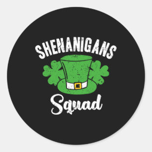 Funny St Patricks Day Shenanigans Squad Irish Sham Classic Round Sticker
