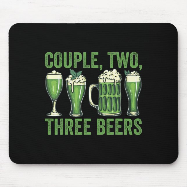 Funny St Patricks Day Shirt Couple Two Three Green Mouse Pad (Front)