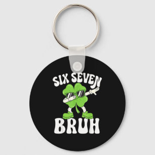 Funny st patricks day six seven bruh shamrock 67 key ring