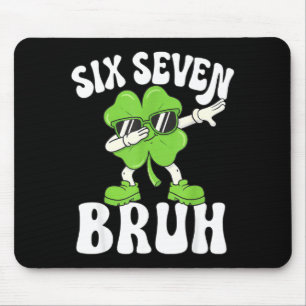 Funny st patricks day six seven bruh shamrock 67 mouse pad