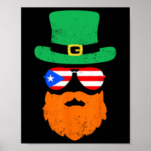 Funny St Patricks Day Sungles Puerto Rico Flag Bor Poster