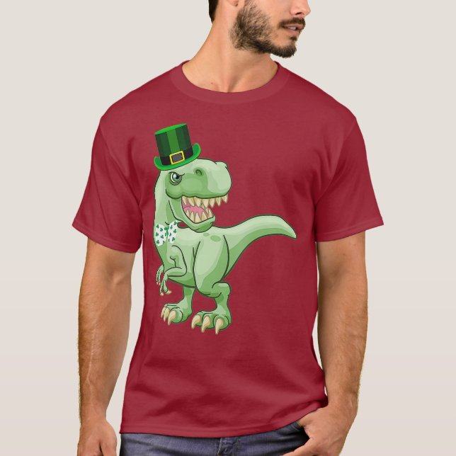 Funny St Patricks Day TRe Irish Dinosaur With T-Shirt (Front)
