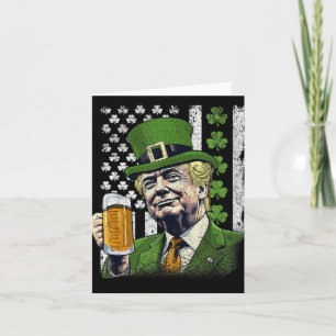 Funny St Patricks Day Trump American Flag Shamrock Card
