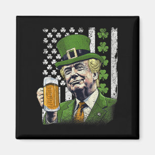 Funny St Patricks Day Trump American Flag Shamrock Magnet