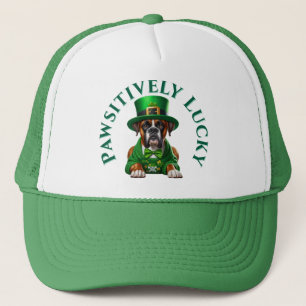 Funny St Patrick's Dog Pawsitively Lucky Trucker Hat