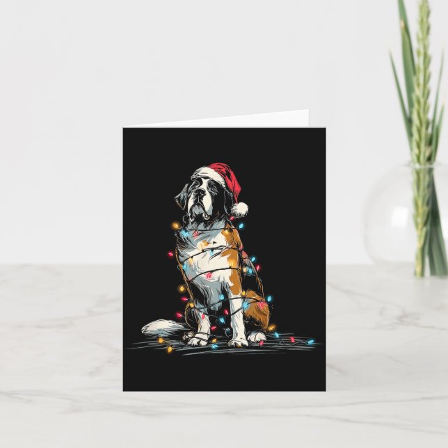 Funny St. Saint Bernard Christmas Graphics Dog Lig Card (Front)