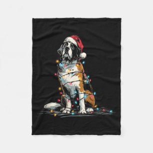 Funny St. Saint Bernard Christmas Graphics Dog Lig Fleece Blanket