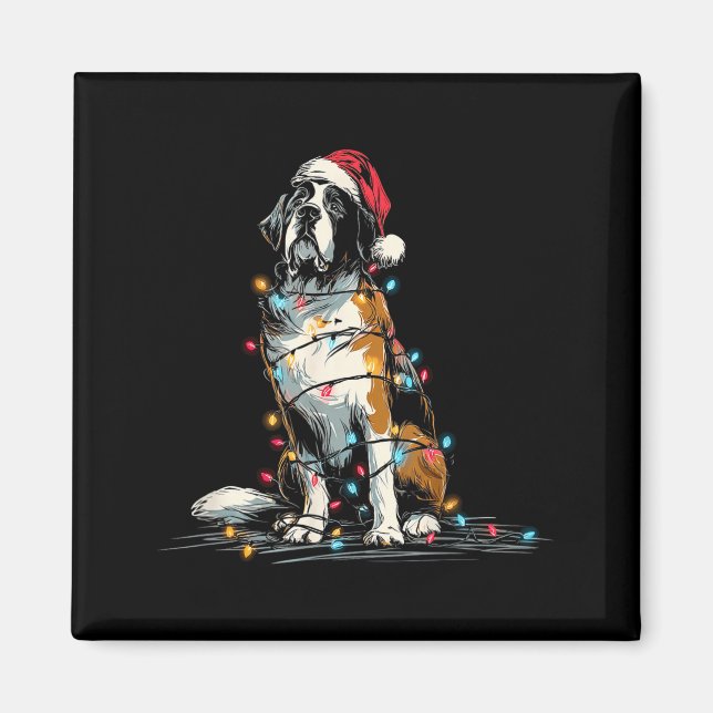 Funny St. Saint Bernard Christmas Graphics Dog Lig Magnet (Front)