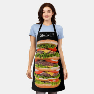 Funny Stacked Hamburger Food Kitchen Theme Apron