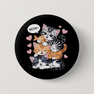 Funny Stacked Kittens Purramid of Paws 6 Cm Round Badge