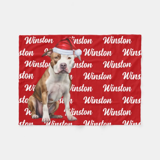 Funny Staffordshire Dog Name Pattern Christmas Fleece Blanket (Front (Horizontal))