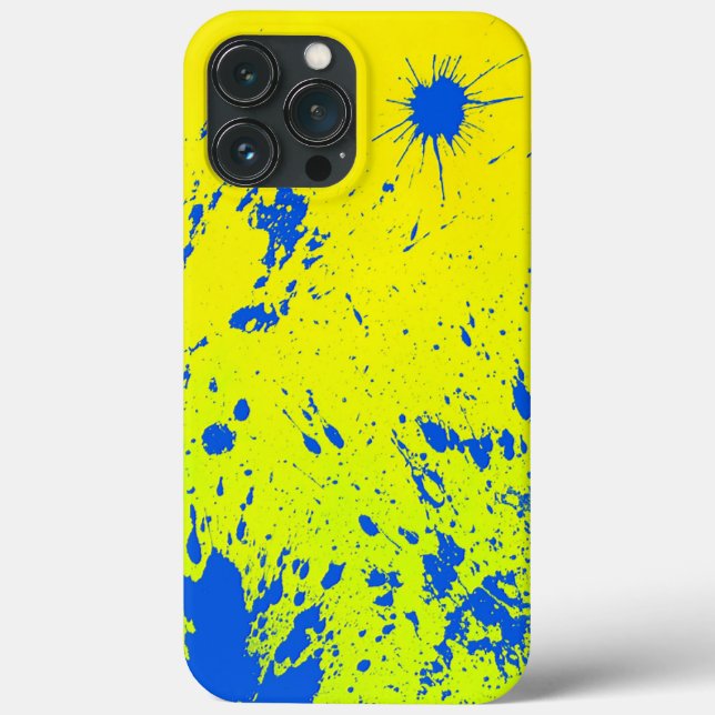 Funny Stained Lemon Yellow Blue Paint Splashes Case-Mate iPhone Case (Back)