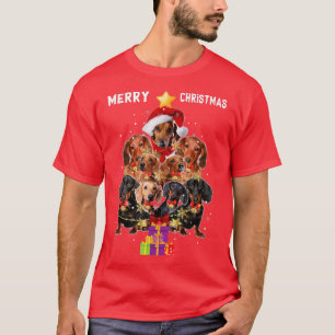 Funny Star Dachshund Christmas Tree for Santa Dog T-Shirt
