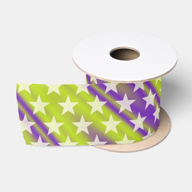 Funny Stars Pattern transparent + your background Satin Ribbon (Spool)