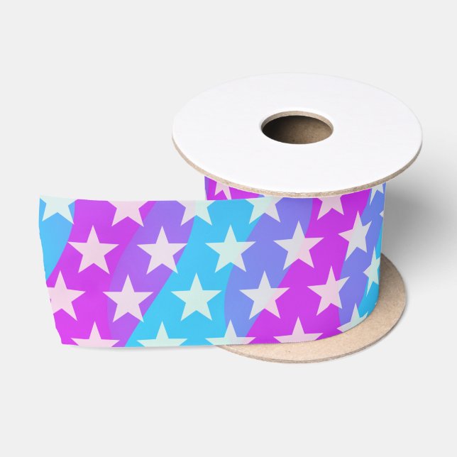 Funny Stars Pattern transparent + your background Satin Ribbon (Spool)