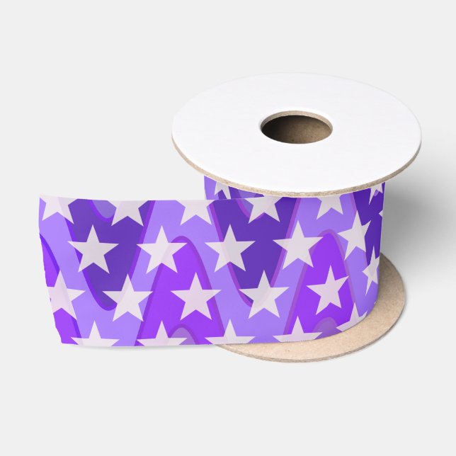 Funny Stars Pattern transparent + your background Satin Ribbon (Spool)